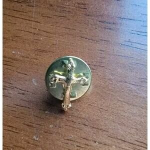 Vintage Christian Godly Cross Gold Tone Lapel Pin